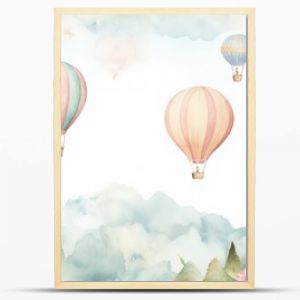 3d wallpaper watercolor baby air balloon seamless