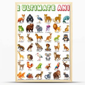 Set of animals collection arranged in alphabetical order from A to Z, Perfect for design and education and kids content.