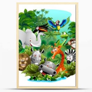 Wild Animals Cartoon on Jungle-Animali Selvaggi nella Giungla