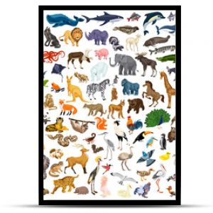 Zestaw ikon zwierząt Kreskówka zestaw ikon wektorowych zwierząt do projektowania stron internetowych