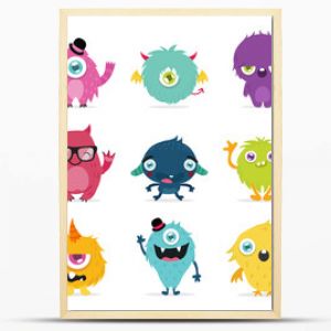 cute monster cartoon design collection design for logo and print product - vector