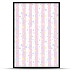 Stripes and dots pastel pink seamless repeat pattern background