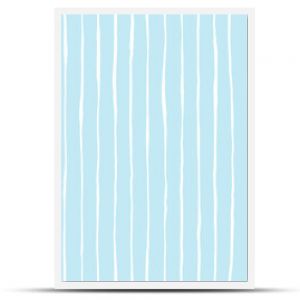 Seamless playful hand drawn light pastel blue pin stripe fabric pattern. Cute abstract geometric wonky vertical lines background texture. Boy's birthday, baby shower or nursery wallpaper design.