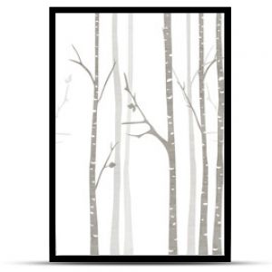 Art birches trees for kids room wallpaper, background, 