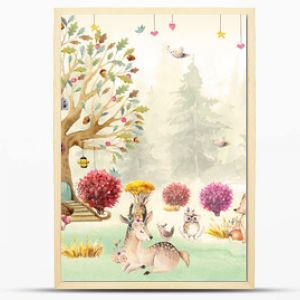 Wallpaper for the children's room. Photo wallpapers. Children's greeting card. 