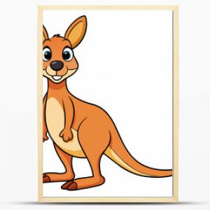 Vector of cartoon kangaroo illustration on white 