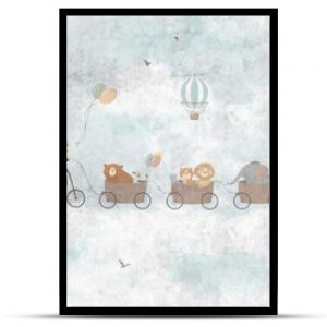 Mural wallpaper. Wallpapers for kids. Wallpaper for children's room with cute animals. Bedtime story 