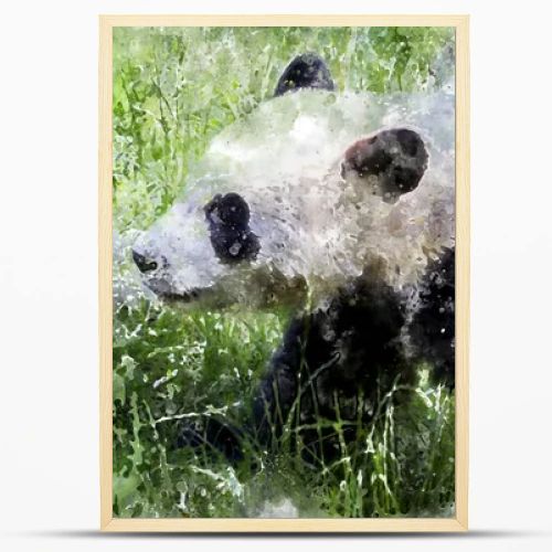 beautiful panda bear playing on flowers and branches of trees in a zoo