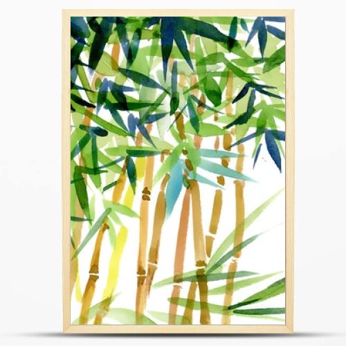Watercolor bamboo with bug