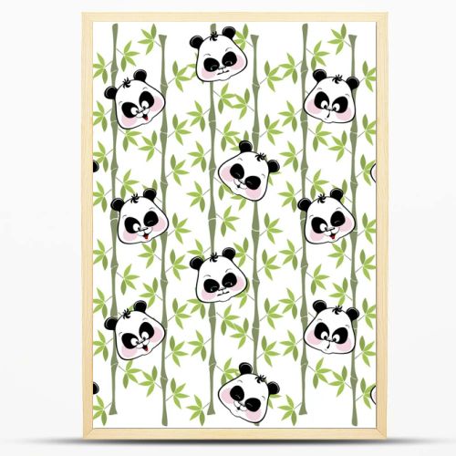 seamless background from the muzzles of the Panda on the bamboo 