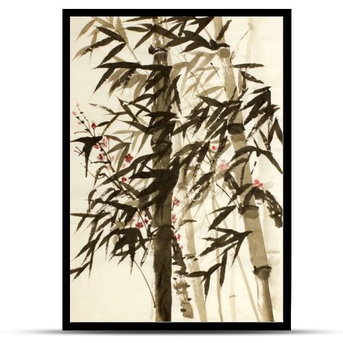 bamboo trees and plums branch