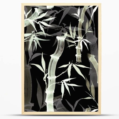 Seamless floral pattern with bamboo