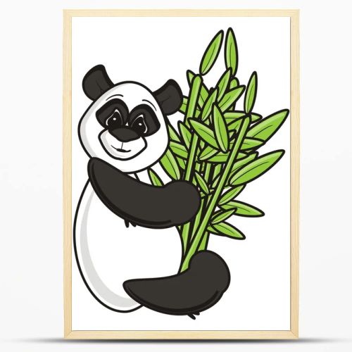 funny panda holding a bamboo