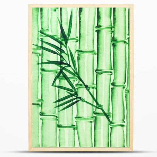 bamboo grove on green colored paper