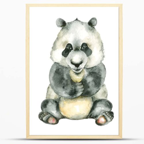 watercolor sitting panda