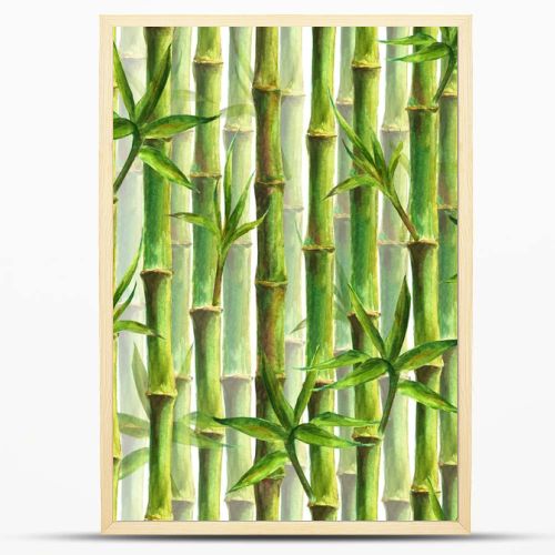 Green bamboo forest seamless pattern