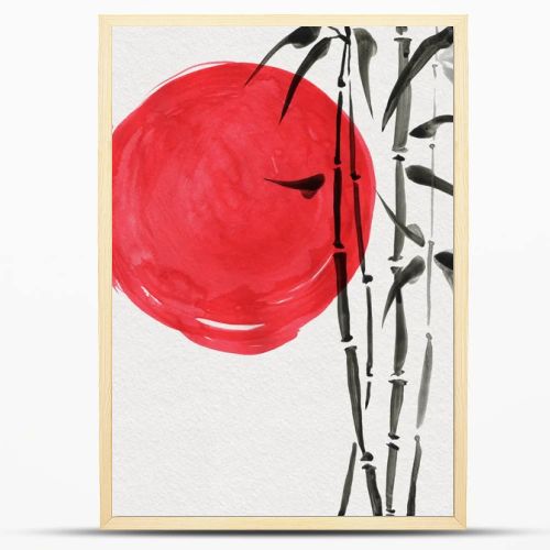 Bamboo in Japanese painting, sumi-e style