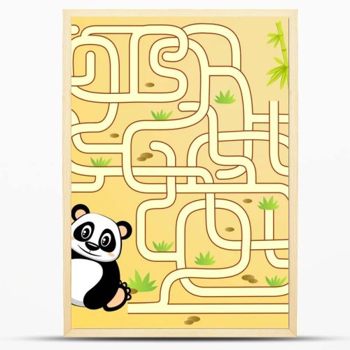 Help panda bear find path to bamboo. Labyrinth. Maze game for kids