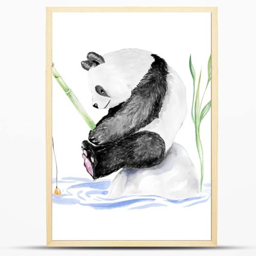 Watercolor Hand Drawn Cartoon Panda