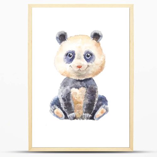 watercolor panda isolated. Pretty cute pet. Zoo illustration. 