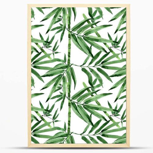 Tropical leaves bamboo tree pattern in a watercolor style.