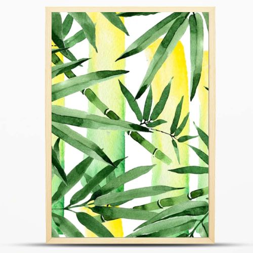 Tropical leaves bamboo tree pattern in a watercolor style.