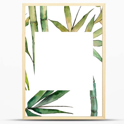 Bamboo tree frame in a watercolor style.