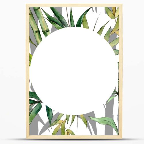 Bamboo tree frame in a watercolor style.