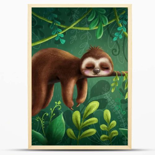 Illustration with a cute sloth