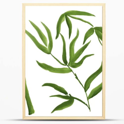 Green Bamboo, painted in watercolor in oriental style