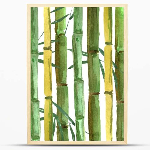 Hand-drawing bamboo background with leaves. watercolor illustration for design and decoration of cards, wallpapers, invitations.