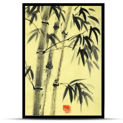 harmonious bamboo trees on a yellow background