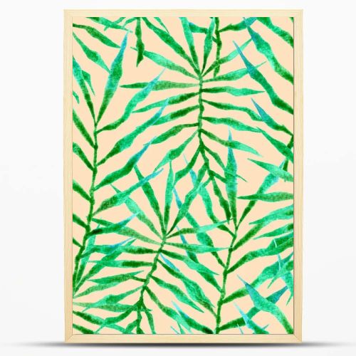 Tropical seamless pattern. Watercolor thorny palm 