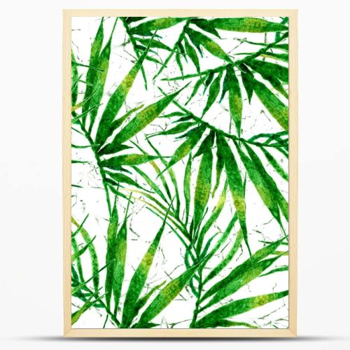 Tropical seamless pattern. Watercolor chaotic palm