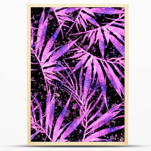 Tropical seamless pattern. Watercolor chaotic palm