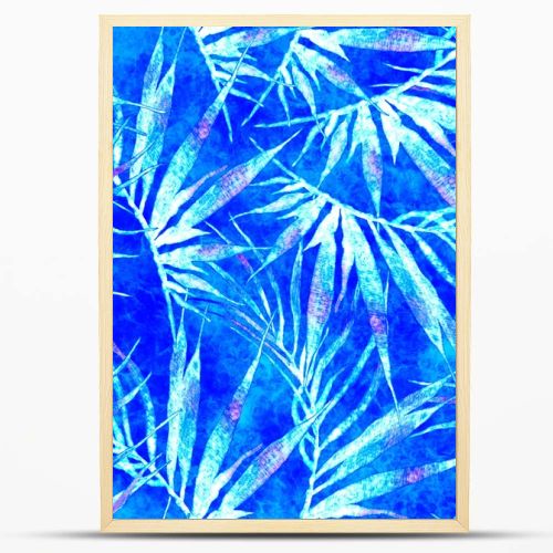Tropical seamless pattern. Watercolor chaotic palm