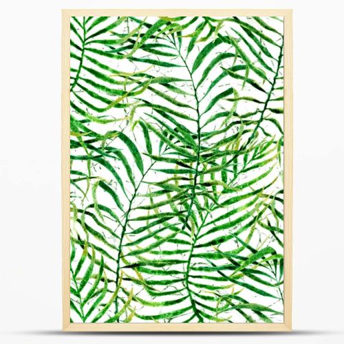 Tropical seamless pattern. Watercolor tangled palm