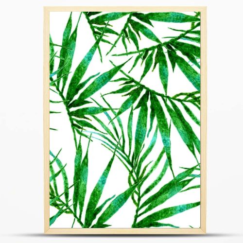 Tropical seamless pattern. Watercolor chaotic palm