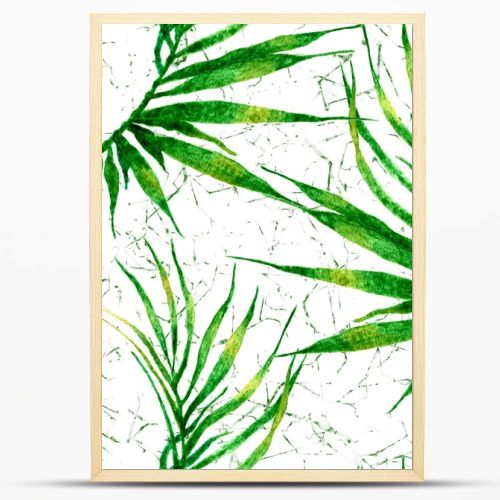 Tropical seamless pattern. Watercolor curved palm 