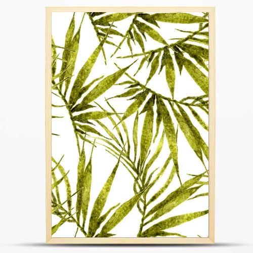 Tropical seamless pattern. Watercolor chaotic palm
