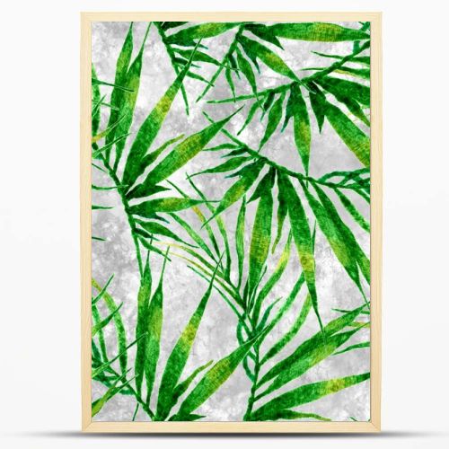 Tropical seamless pattern. Watercolor chaotic palm
