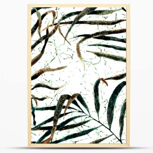 Tropical seamless pattern. Watercolor swaying palm