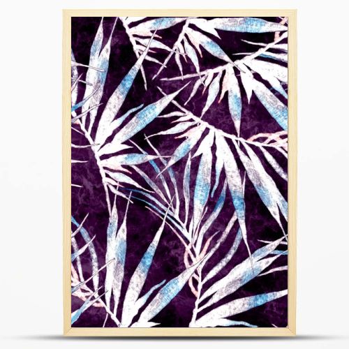 Tropical seamless pattern. Watercolor chaotic palm