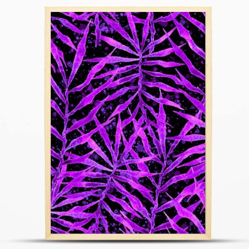 Tropical seamless pattern. Watercolor thorny palm 