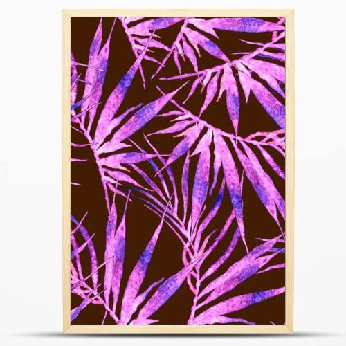 Tropical seamless pattern. Watercolor chaotic palm