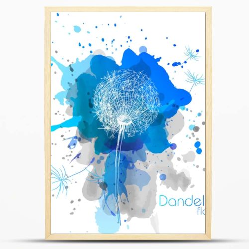 Abstract Watercolor art hand paint background with flower dandel