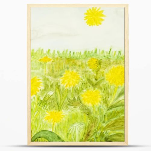 Yellow dandelions, painting