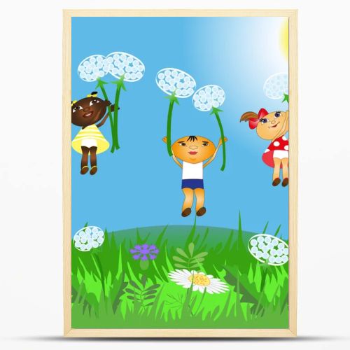 Children fly on dandelions