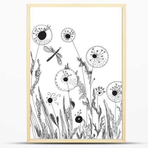 Dandelions and grass nature card