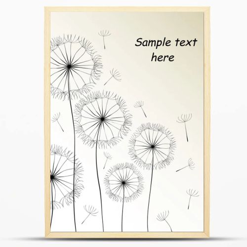 Dandelions card. Vector